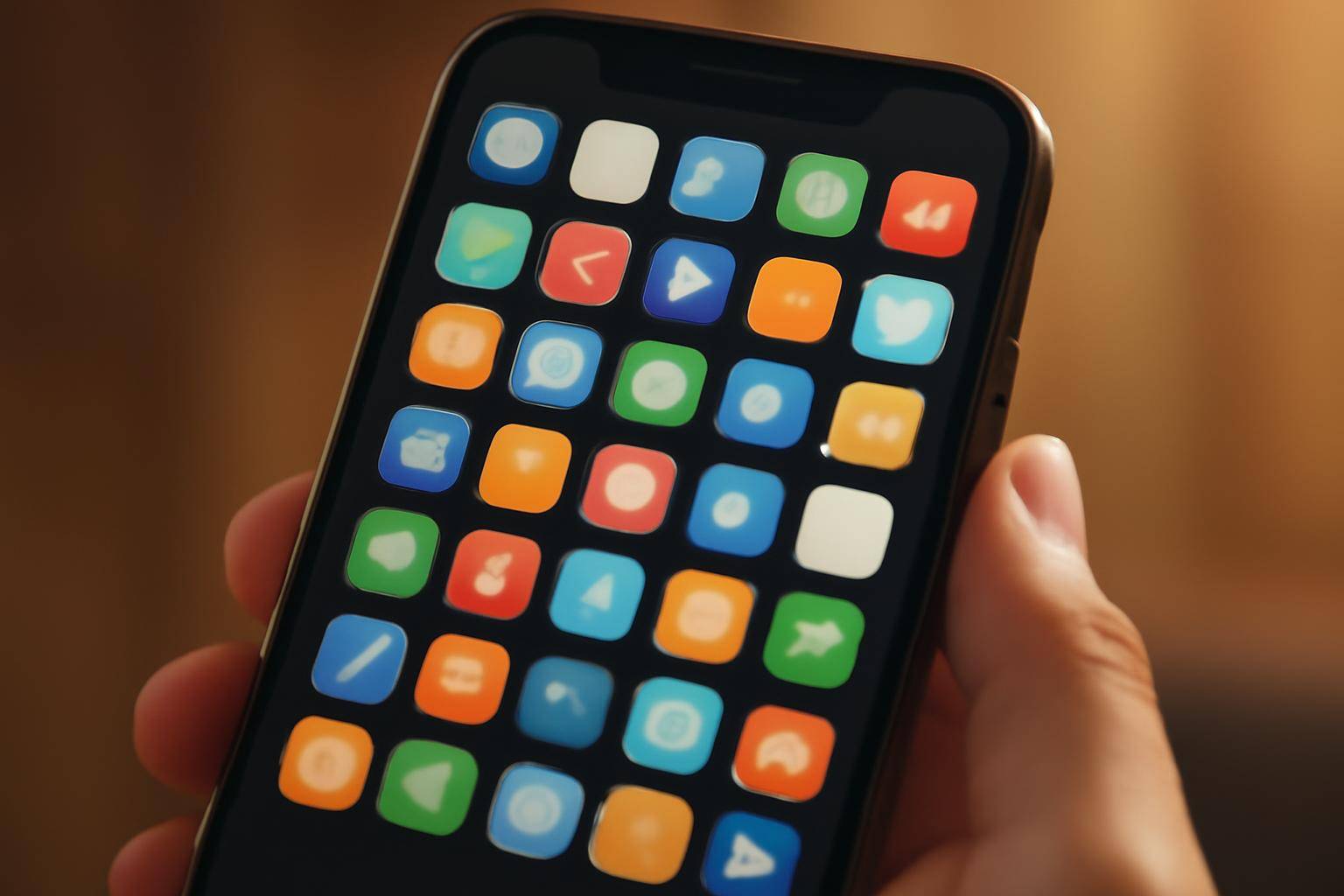 An iPhone home screen packed edge to edge with nearly identical generic app icons